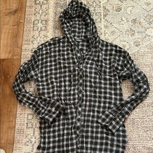 Aerie lightweight hooded flannel shirt